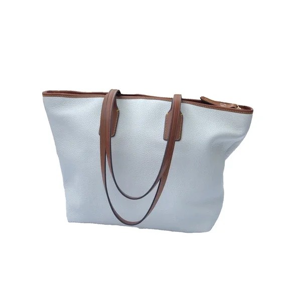 NWT Dooney And Bourke Camden White Pebble Leather Shoulder Tote B000535